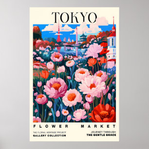 Tokio Bloemenmarkt Kunstprint Japanse Bloem Poster