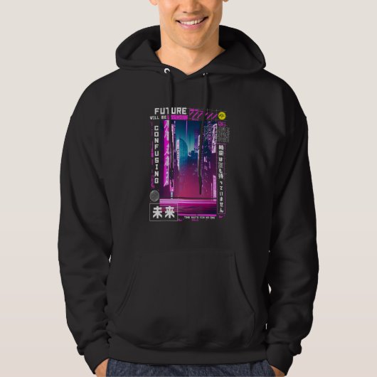 Tokio cyberpunk damp in japanse retro vibes hoodie (Voorkant)