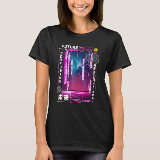 Tokio cyberpunk damp in japanse retro vibes t-shirt (Voorkant)