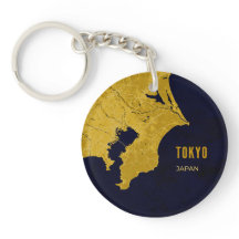 Tokio Gouden Kaart Acryl Sleutelhanger