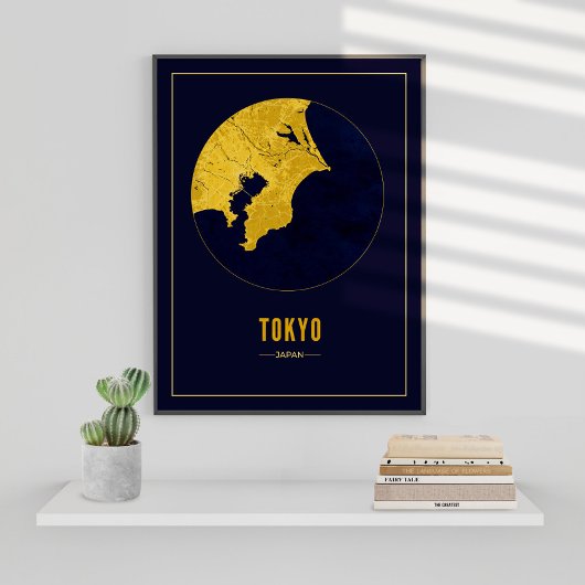 Tokio Gouden Kaart Foto Afdruk