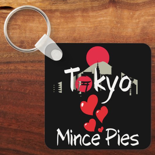 Tokio houdt van gehakt taarten stadsgezicht sleutelhanger (Voorkant)