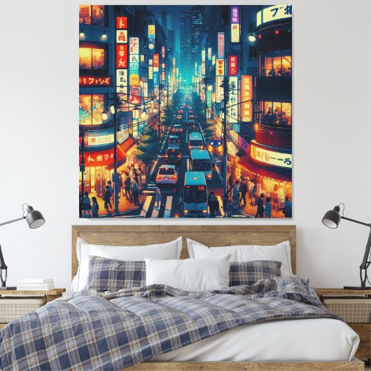 Tokio in beweging canvas afdruk (Insitu (Slaapkamer))
