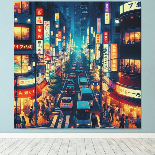 Tokio in beweging canvas afdruk (Insitu (Houten vloer))