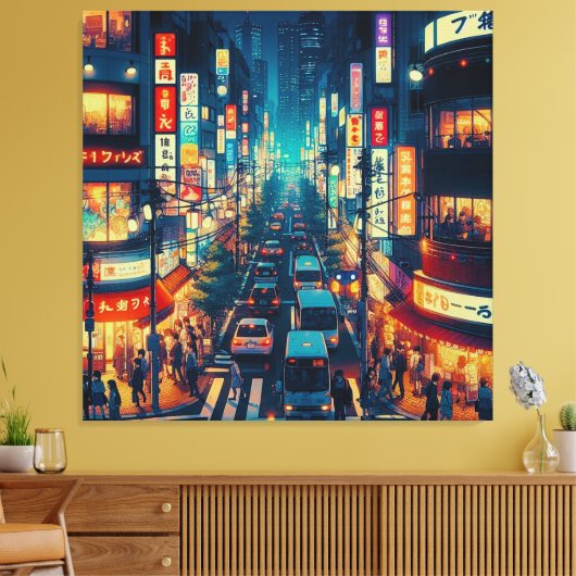 Tokio in beweging canvas afdruk (Insitu (Woonkamer))
