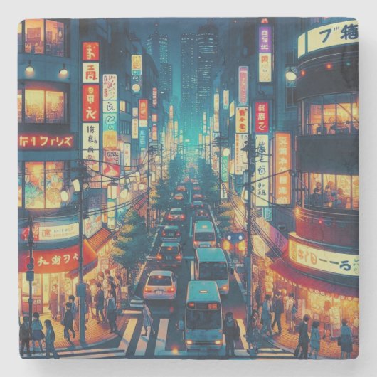 Tokio in beweging stenen onderzetter (Voorkant)