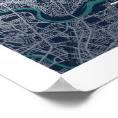 Tokio - Japan Blue Dark City Map Poster (Hoek)