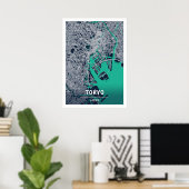 Tokio - Japan Blue Dark City Map Poster (Thuiskantoor)