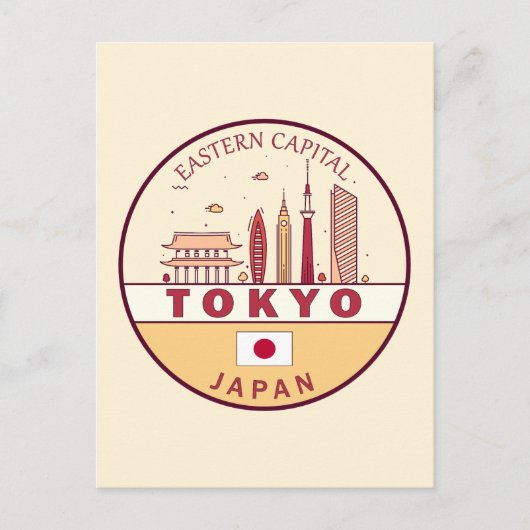 Tokio Japan City Skyline Embleem Briefkaart (Voorkant)