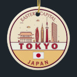 Tokio Japan City Skyline Embleem Keramisch Ornament<br><div class="desc">Tokyo minimalistisch,  kleurrijk kunstontwerp met monumenten en bezienswaardigheden van de stad in Japan.</div>