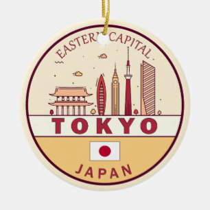 Tokio Japan City Skyline Embleem Keramisch Ornament