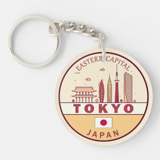 Tokio Japan City Skyline Embleem Sleutelhanger (Voorkant)