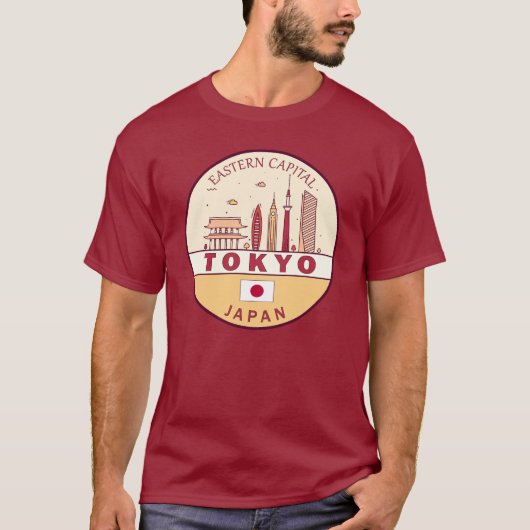 Tokio Japan City Skyline Embleem T-shirt (Voorkant)