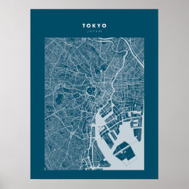 Tokio - Japan Dark Blue City Map Poster