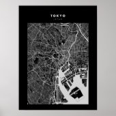 Tokio - Japan Dark City Map Poster (Voorkant)