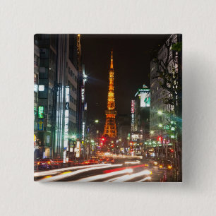 Tokio, Japan. De Tokio Tower is een communicatie Vierkante Button 5,1 Cm