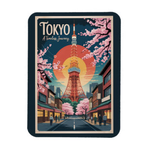 Tokio Japan Illustratie Reis Kunst Vintage Magneet