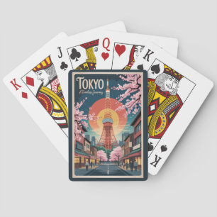 Tokio Japan Illustratie Reis Kunst Vintage Pokerkaarten