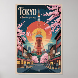 Tokio Japan Illustratie Reis Kunst Vintage Poster