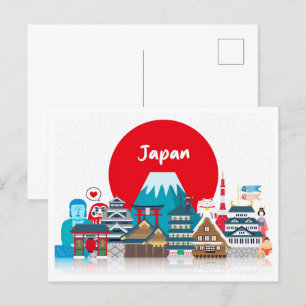 Tokio Japan  illustratie reizen Briefkaart