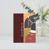 Tokio Japan Kimono Yukata Shrine Hand geïllustreer Briefkaart (Staand voorkant)