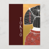 Tokio Japan Kimono Yukata Shrine Hand geïllustreer Briefkaart (Voorkant)