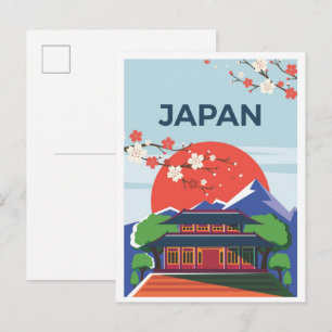 Tokio Japan Kunst Vintage Reis Illustratie Briefkaart