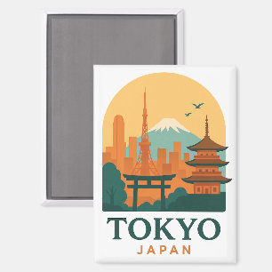 Tokio Japan Magneet – Minimalistische Reis Souveni