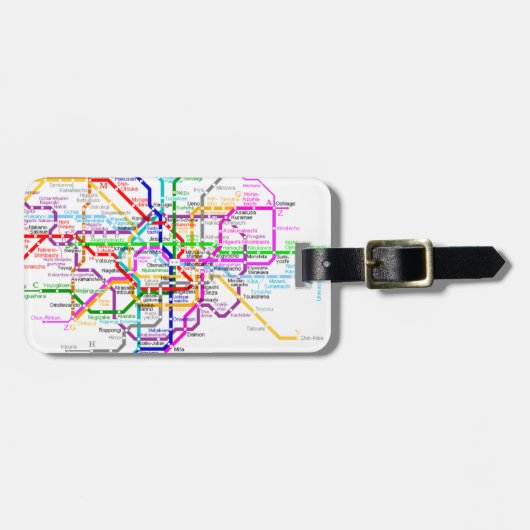 Tokio Japan - metrokaart Bagagelabel (Voorkant horizontaal)