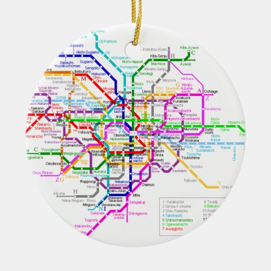 Tokio Japan - metrokaart Keramisch Ornament (Voorkant)