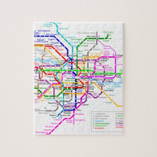 Tokio Japan - metrokaart Legpuzzel (Verticaal)