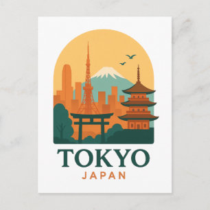 Tokio Japan Minimalistische Reis Souvenir Ansichtk Briefkaart
