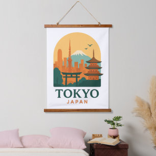 Tokio Japan Minimalistische Reis Souvenir Tapijt Hangend Wandkleed