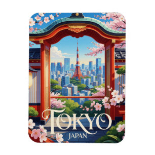 Tokio Japan Moderne Silhouette Kersenbloesem Reize Magneet