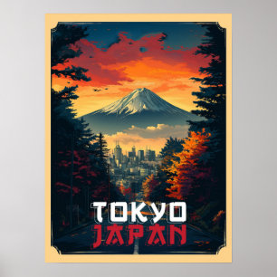 Tokio, Japan: Mount Fuji en stadsgezicht Poster