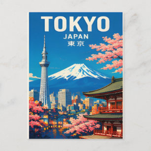Tokio Japan Neon Straten & Traditionele Buurten Briefkaart