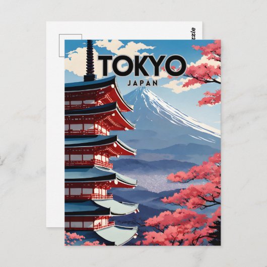 Tokio Japan nostalgisch Briefkaart (Voorkant / Achterkant)