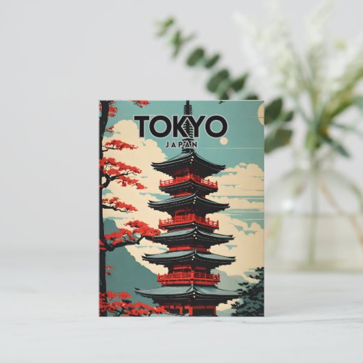 Tokio Japan Nostalgische Retro Reizen Briefkaart (Staand voorkant)