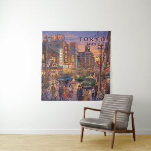 Tokio Japan Reis Kunst Vintage Wandkleed