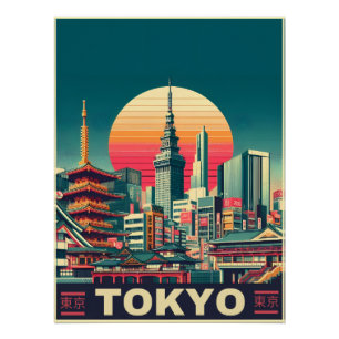 Tokio Japan reis RETRO silhouet cadeaus Perfect Poster