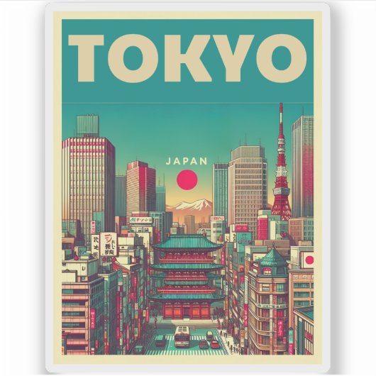 Tokio Japan reis vintage geschenken Sticker (Voorkant)