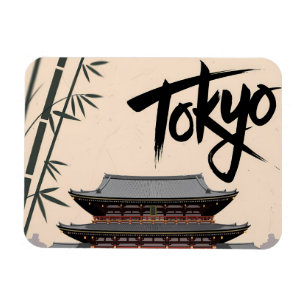 Tokio Japan Reis Vintage Tempel Kalligrafie Kunst Magneet