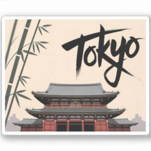 Tokio Japan Reis Vintage Tempel Kalligrafie Kunst Sticker