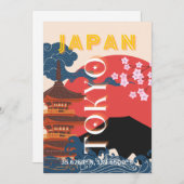 Tokio Japan Reiskunst, Retro Reiskunst Feestdagenkaart (Voorkant / Achterkant)