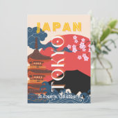 Tokio Japan Reiskunst, Retro Reiskunst Feestdagenkaart (Staand voorkant)