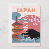 Tokio Japan Reiskunst, Retro Reiskunst Feestdagenkaart (Voorkant)