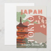 Tokio Japan Reiskunst, Retro Reiskunst Feestdagenkaart (Voorkant / Achterkant)