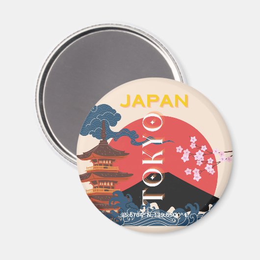 Tokio Japan Reiskunst, Retro Reiskunst Magneet (Voorkant / Achterkant)