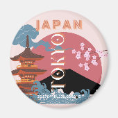 Tokio Japan Reiskunst, Retro Reiskunst Magneet (Voorkant)
