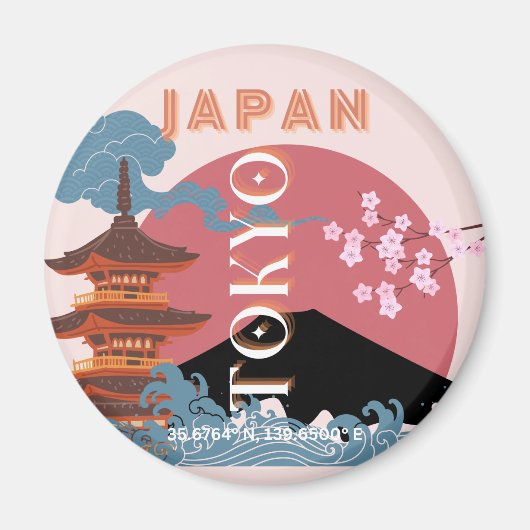 Tokio Japan Reiskunst, Retro Reiskunst Magneet (Voorkant)